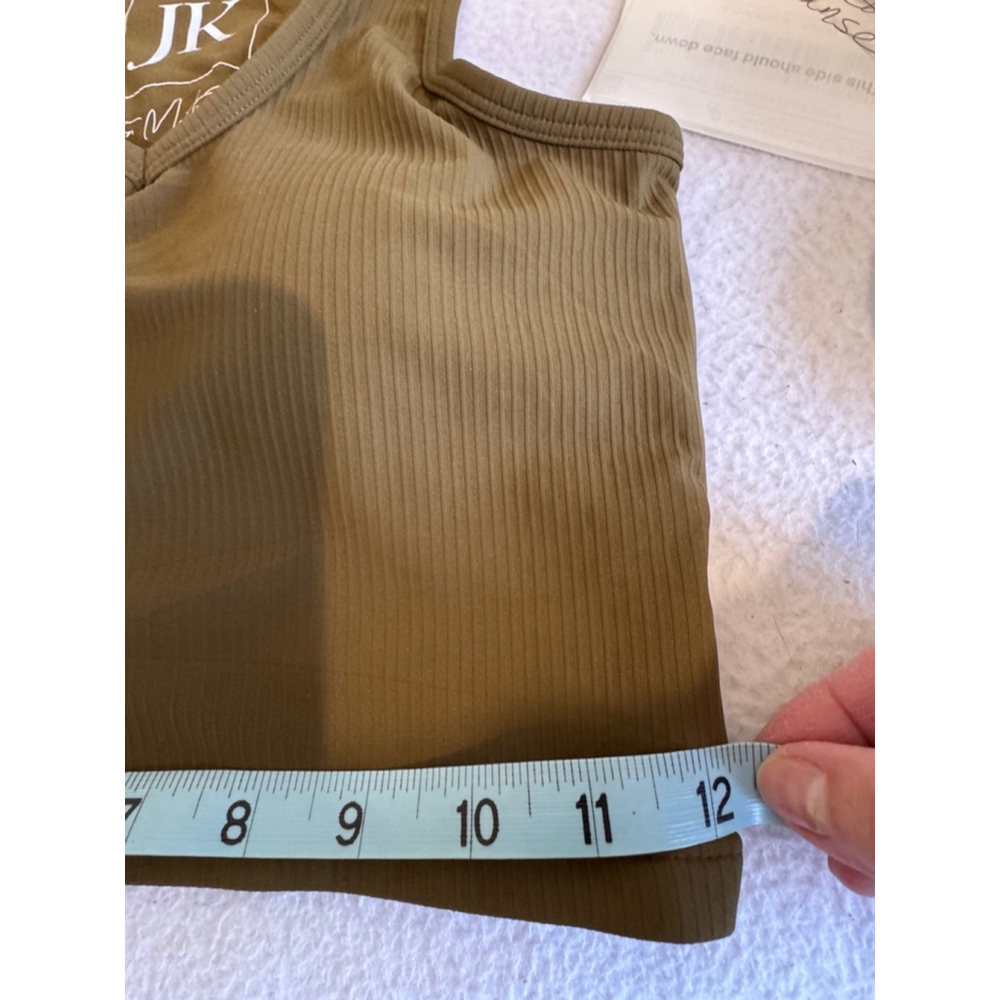 Jadyk Lyra back cell pocket brami Tank Top S/M Olive Green Ribbed Racerback - Picture 9 of 9